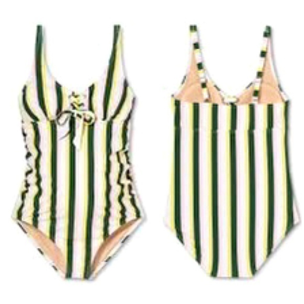 Ingrid Maternity Target Striped Retro Pin Up Style 1 Pc Beach Bathing Swimsuit